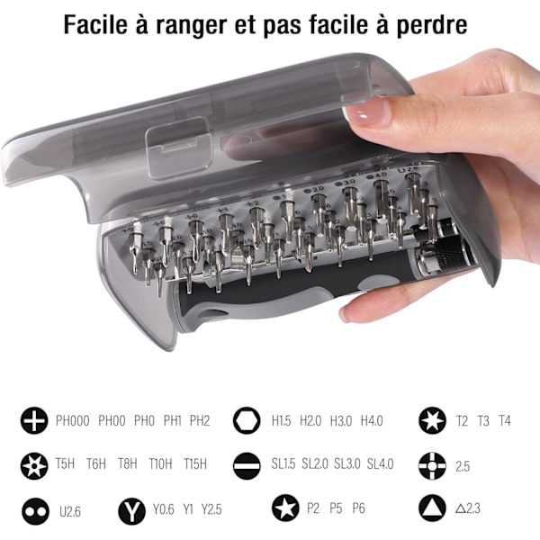 32-osainen tarkkuusruuvimeisselisetti - Mini magneettinen ruuvimeisselisetti DIY elektroniikan korjaussetti, tietokoneen työkalu PC:lle, MacBookille, iPhonelle, laseille, kellolle