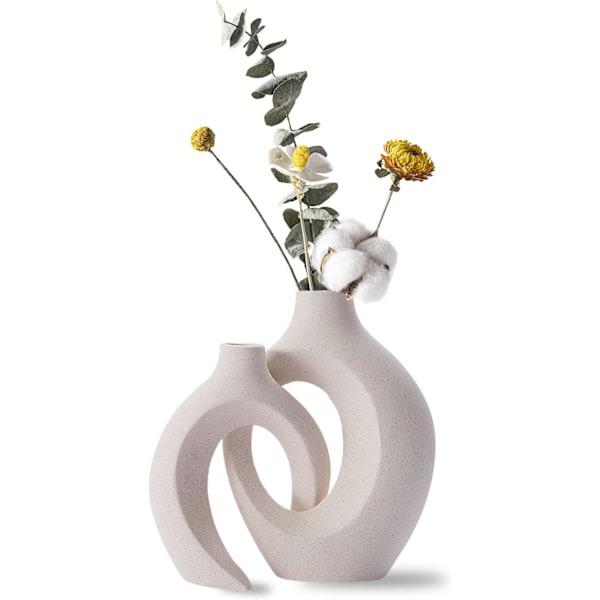 Keramisk vase, designvase, hvit blomst, moderne bordvasedekorasjon, bryllup