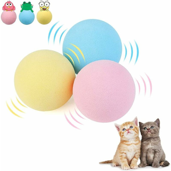 Interaktiva bollar för inomhuskatter - Kattleksaker - Catnip - Husdjur - Kattungar - Hundar - Chaser Ball - Leksaker med ljud för husdjur - 3 färgade bollar