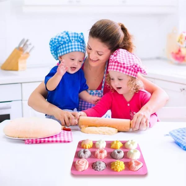 Kage, brød, wienerbrød, svamp, chokolade bageform - 6 hulrum