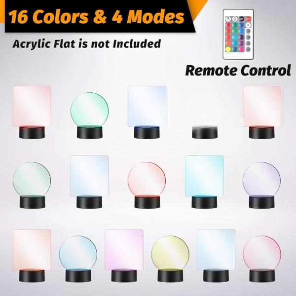 12 set 3D natt LED-ljuslampbas 16 färger LED-ljusdisplay