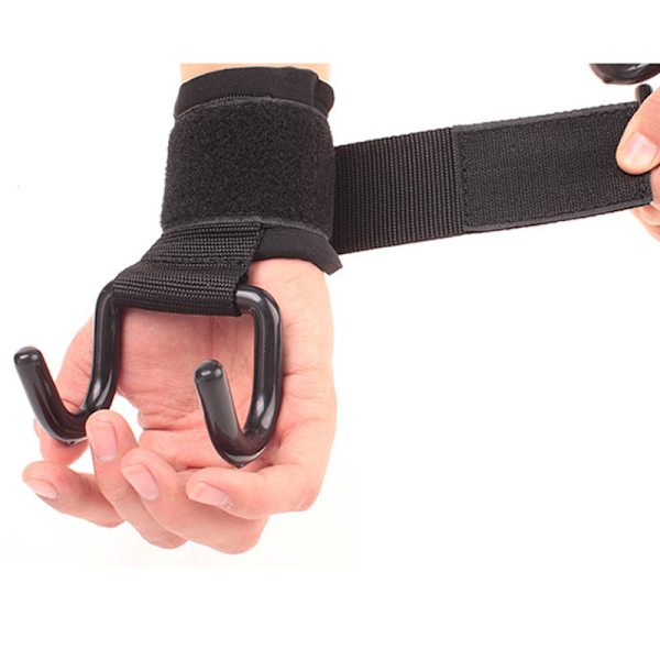 Set med 2 Viktlyftningskrokar, Stållyftkrok med Halksäker Grepp Handledsbandage för Fitness, Crossfit, Viktlyftning
