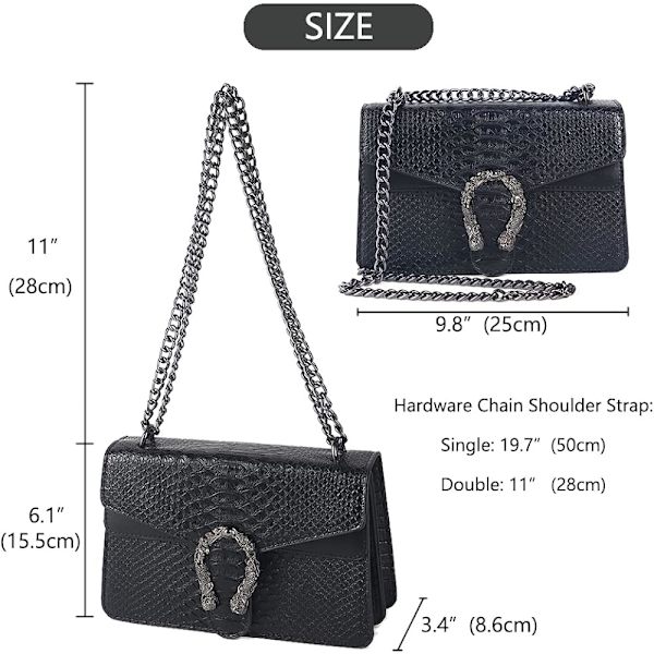 Naisten crossbody-olkalaukku - käärmeennahkainen nahkainen messenger-laukku