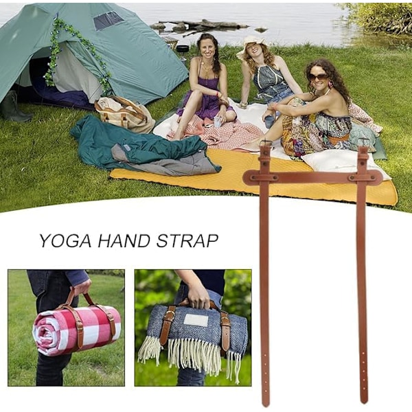 Picknickfilt Rem, PU-Läder Bärrem med Justerbara Hål, Rivbeständig Bärrem för Picknick och Resa Yogamatta