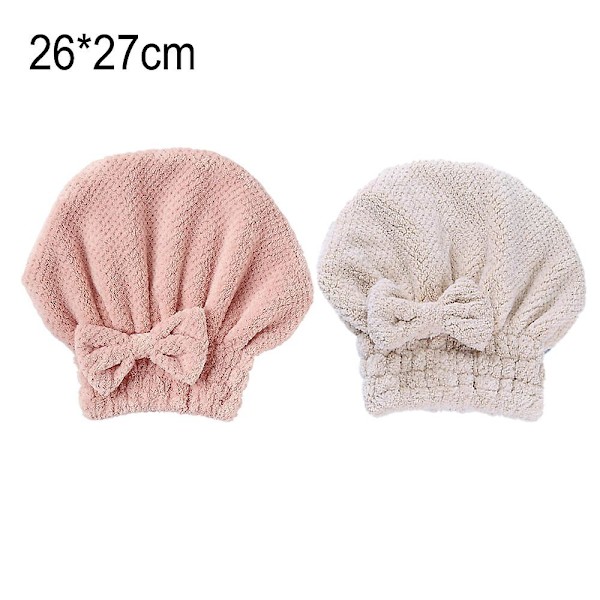2 kappaletta hiustenkuivauspyyhkeitä, imukykyinen turbaanihiuspyyhehattu, nopeasti kuivuva pääkääre rusetilla, 26*27cm