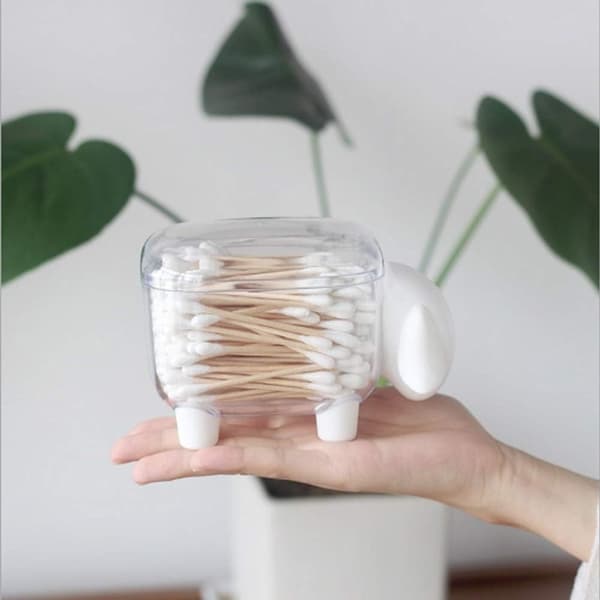 2 stk. Holder Dispenser, Akryl Bomuldsholder, Beholdere Opbevaring Orga
