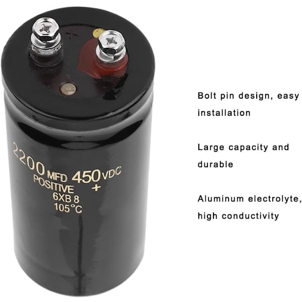 Kondensator, Bultpin Elektrolytkondensator 450V 2200uf Aluminium Elektrolys Dielektrisk Kondensator