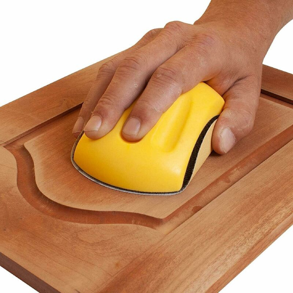 12,7 cm manuell slipblock, kardborreband slippapper, handpolering pad, slipverktyg (2 st, gul)
