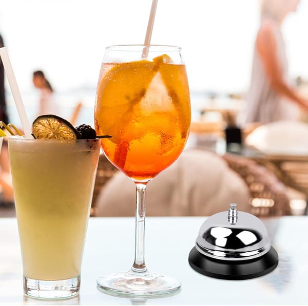 2 st Serviceringklocka Samtalsklocka Diskringklocka i Rostfritt Stål Restaurangringklocka för Hotell, Kök, Bar, Restaurang (Silver)