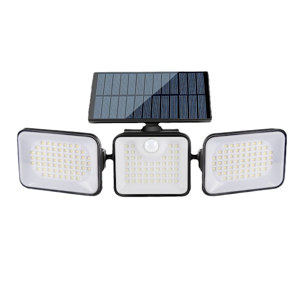 Utomhus solcellslampa rörelsesensor, 3 huvuden 180 LED utomhus solcellslampa IP65 vattentät utomhus solcellsbelysning 3 lägen strålkastare solcells LED trädgårdsprojektor