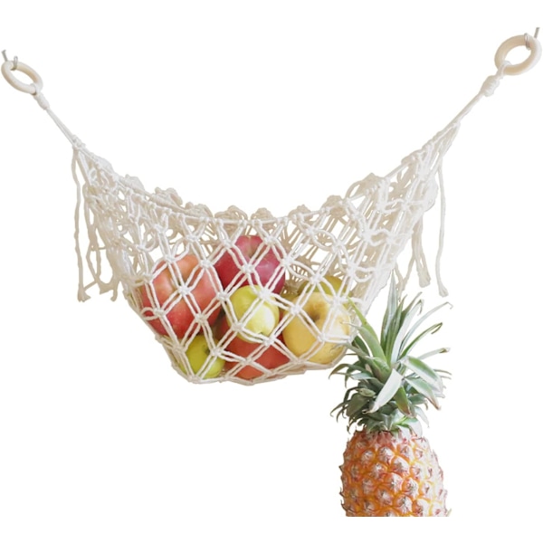 Hängande frukthängmatta, macramé frukthängmatta hängande under skåp, vegetab