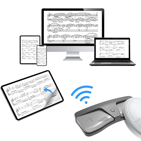 Bluetooth-pedal for å bla om sider Trådløs musikkpedal for å bla om sider for nettbrett og smarttelefoner Kompatibel med Android iOS-system
