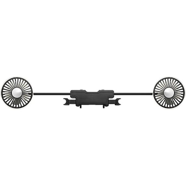 Dobbelt hoved USB bilventilator til bagsæde 360 graders roterende med USB LED