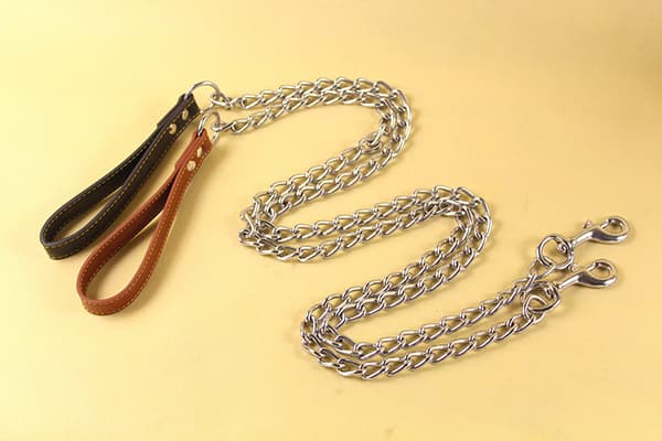Metal Hundeline (3mm*180cm) Anti-Chafing Solid Hundekædeline PU Læder Håndled