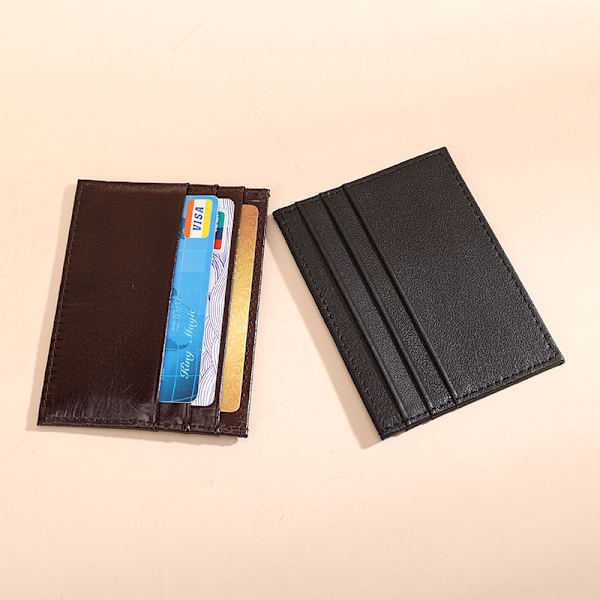 Kredittkortholder Lommebok Slim Kredittkort Etui Holder Premium Lær Minimalistisk Frontlomme Liten Lommebok med 6 Kortlommer og 1 ID-lomme for Menn Kvinner (Svart) 10.3*7.7cm