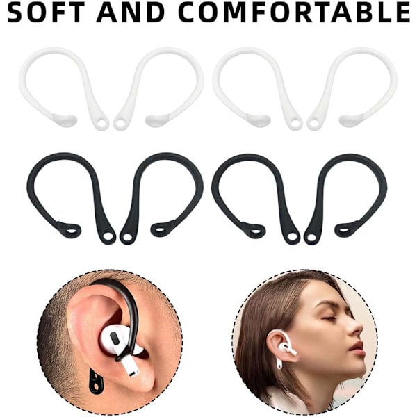 4 par unika vänster och höger öronkrokar, silikon anti-förlorade öronkrokar kompatibla med AirPods Pro2, för sport, löpning, träningsaktiviteter