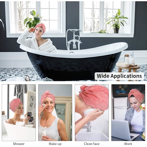 Hårhåndklæde, 3 stk. Hårhåndklæder, Superabsorberende Mikrofiber Turban Hår