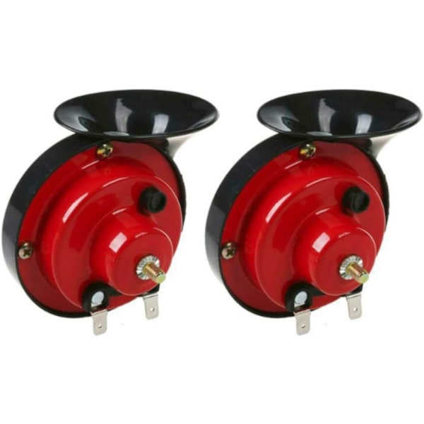 Pieces 12V Ljudstark Tågtrucktuta, Vattentät Bil Motorcykel Ljudstark Tutag, Tågtuta för Bil, Ljudstark Cykeltuta 110DB (Röd,9*9cm)