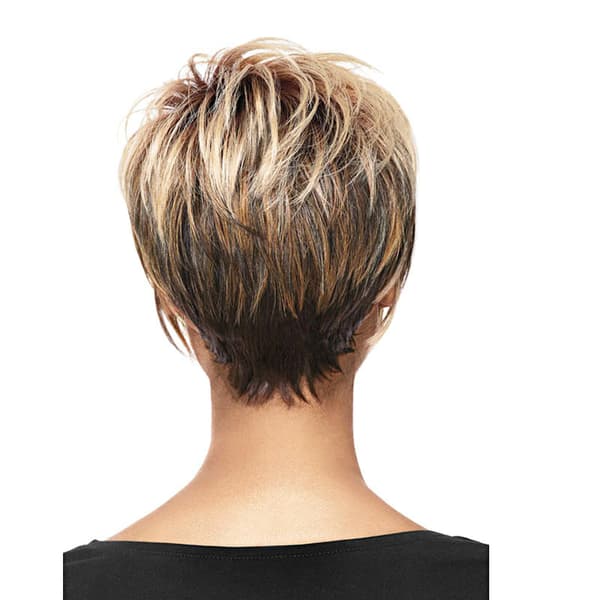 Kort lagerdelat Pixie-peruk Brunt Ombre Blont Syntetiskt Hår