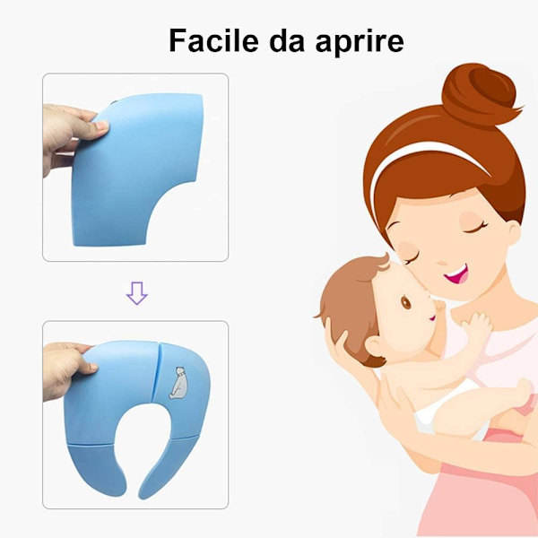 Foldbar Potte med Bærepose, Baby Pottetræningstoilet Sæde, Bærbar Rejsetoilet Sæde B (Blå)