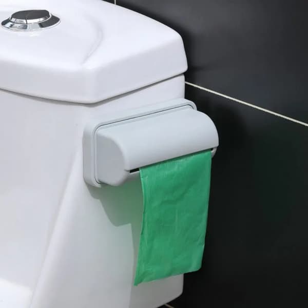 2 st plast väggmonterad sopsäck behållare, sopsäck organizer, sopsäck dispenser, multifunktionell förvaringslåda, （vit, 15*6,5cm）