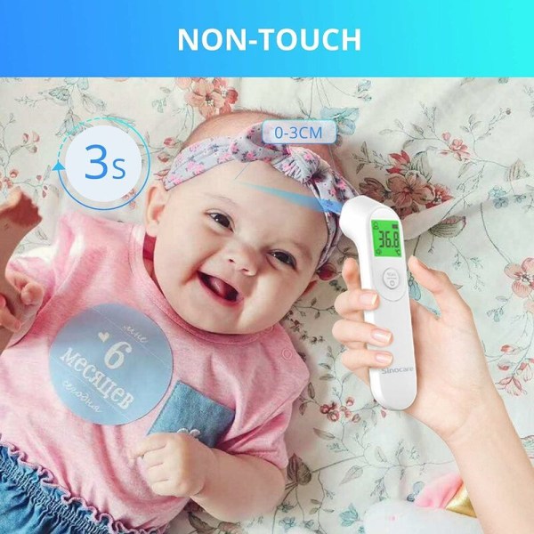 Infrarød pandetermometer, berøringsfri medicinsk termometer, digitalt termometer med LED-display, feberalarm og hukommelsesfunktion til barn, baby, voksen