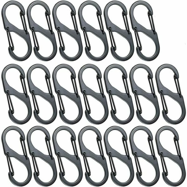 20 stycken Mini S-formade karbinhakar i aluminiumlegering 8 former D