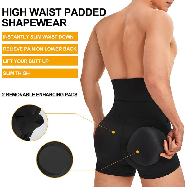 Mäns Abdominal Shaper Shorts Hög Midja Slim Fit Anti-Curl Underkläder Body