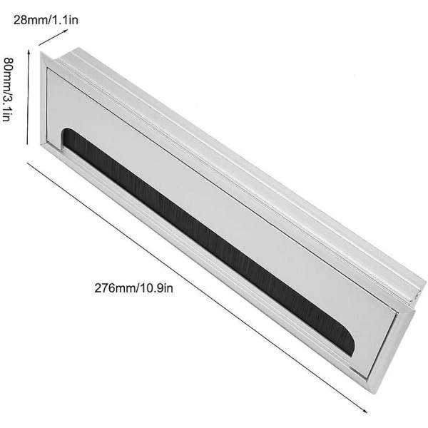 Fyrkantig infälld kabelhålsskydd i aluminium för skrivbord