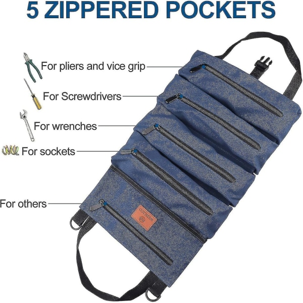 Multi-Purpose blå Roll-Up Tool Bag for enkel organisering