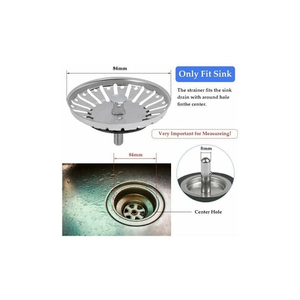 2 stk. vaskebakkefilter, 84mm vaskebakkefilter udskiftning, rustfrit stål vaskebakkefilter til køkken eller badekar brusestuebakke