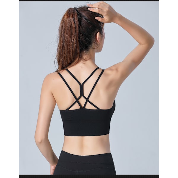 Cross Back Sports BH med polstrede stropper Cross Cropped BH til Yoga Workout Fitn