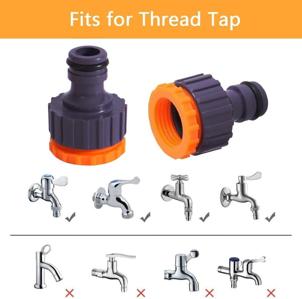 Plast 3/4 '' och 1/2 '' BSP 2in1 Nez de Robinet d'irrigation à Visser flow Tap Connector Threaded Faucet Adapter 9 Pack