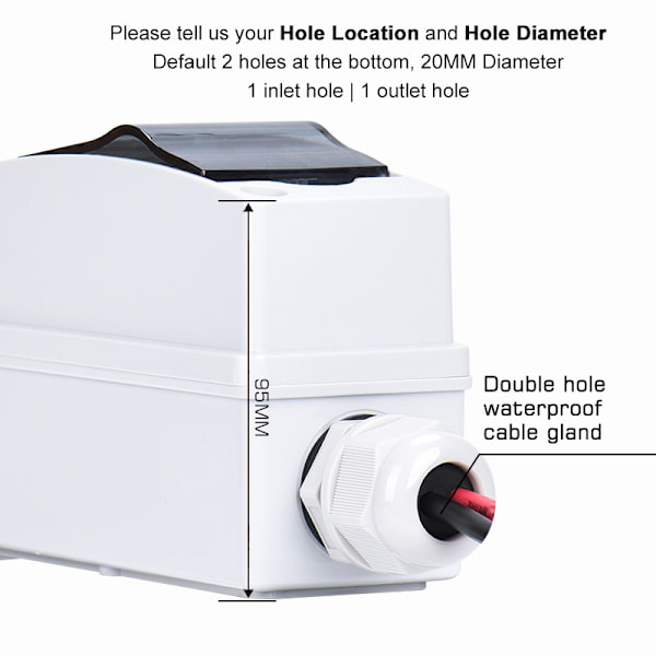 DC 40A Avbrottsbrytare Transparent Skyddande Kåpa Miniatyrkretsbrytare med IP65 Distributionsbox 1000V