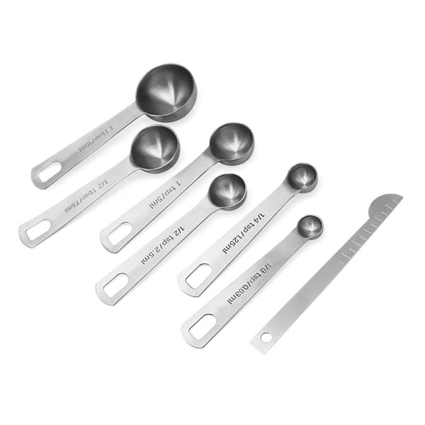 Rustfrit stål måleskeer, måleskeer 7 stk. til bagning