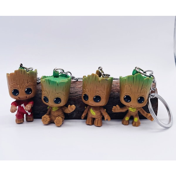 Mini Baby Groot nøglering - Merchandise figur, klassisk filmtilbehør, gave til I AM Groot-fans, voksne og børn