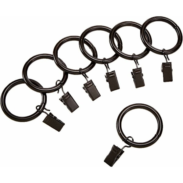 Gardinklipsringe 2,5 cm, pakke med 20, sort