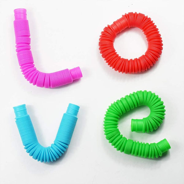 Pop Tubes Sensoriske Legetøj, Fidget Legetøj til Børn og Voksne,  Multi-Farvede Rør