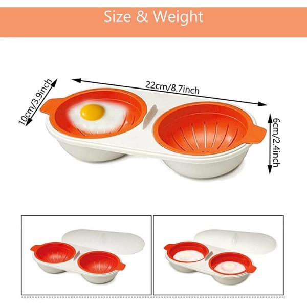 Äggkokare Mini Ägg för Mikrovågsugn Matlagning Skalfri Äggkokare Kokt Ägg Pocher Stekta Ägg Hälsosam Matlagning Ägg Lämplig för Ugn & Mikrovågsugn Bekväm och Snabb，24*11.5*6cm