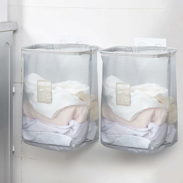 2-delt sammenleggbar skittentøyskur, veggmontert klesvaskkurv med fjerning