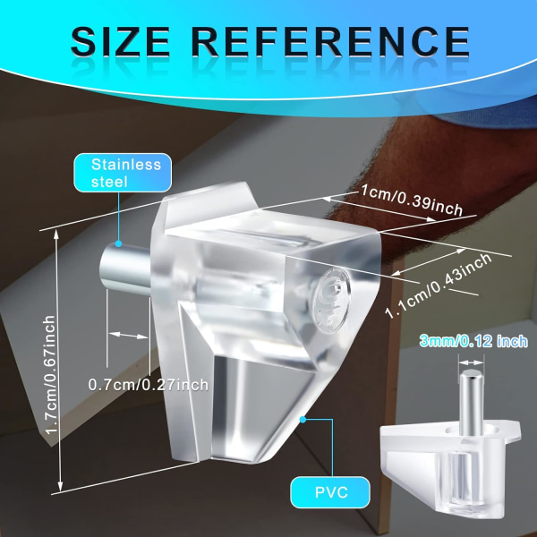 3 millimeter hylle støtte plugg klar plast støtte liten skap hylle pinner