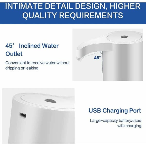 Flaskevannsdispenser, bærbar elektrisk vanndispenser, USB-ladeflaskepumpe, vanndispenser med pumpsystem