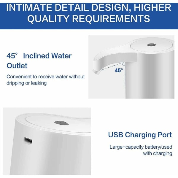 Vanndispenser på flaske, bærbar elektrisk vanndispenser, USB Charging Bo