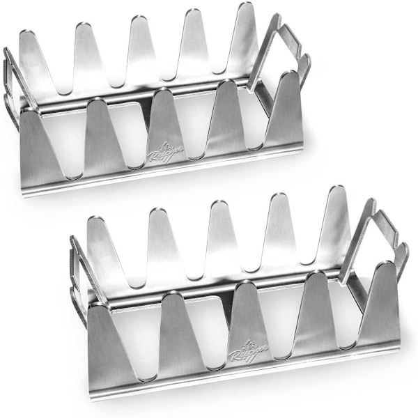 2PCS Multi-BBQ Grill Rack i rostfritt stål, robust och lätt att rengöra, fristående grill med korrugerad låda, Multi-rostfritt stål matlagningsställ för C