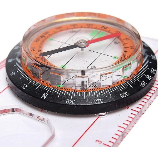 Compass Ruler Scale Magnifier - Scoutverktyg för vandring, camping, båtliv, en