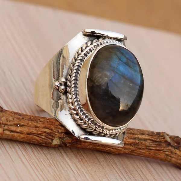 Fingerur, Ringur til kvinder og mænd Flip-Open Round Quartz Ring Ure