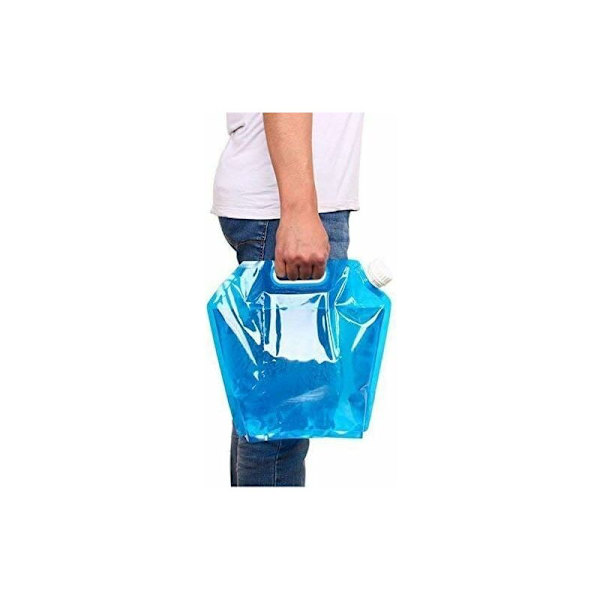 Set med 2 hopfällbara och bärbara dricksvattenbehållare (5 L + 10 L) Lämplig