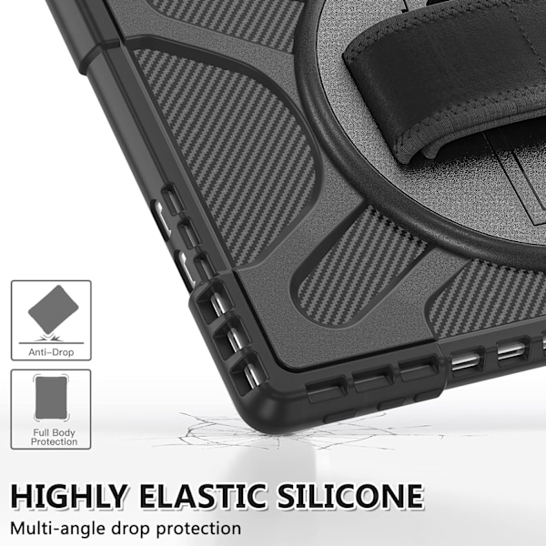 Gerutek Etui for Microsoft Surface Pro 10/Pro 9 (2024/2022), Heavy Duty Cover med roterende stativ og håndstropp, installerbart tastatur, støtsikkert Pr