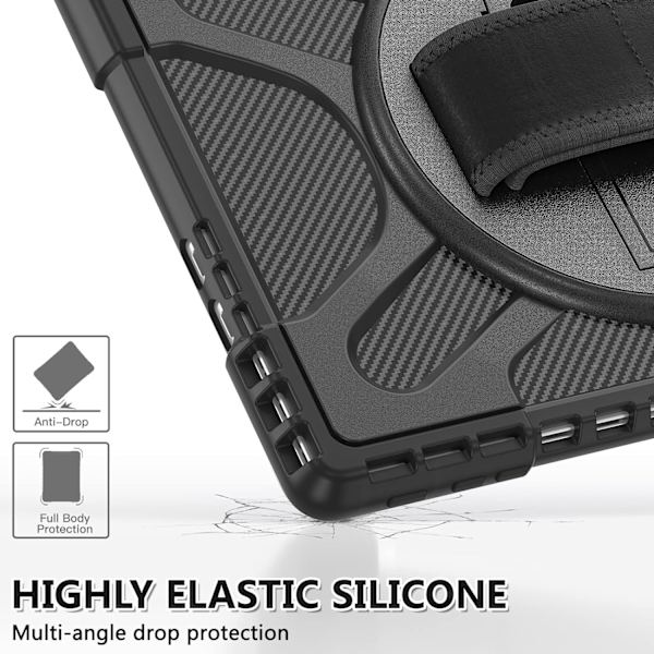 Gerutek Fodral för Microsoft Surface Pro 10/Pro 9 (2024/2022), Heavy Duty Cover med roterande stativ och handrem, installerbart tangentbord, stöttålig Pr
