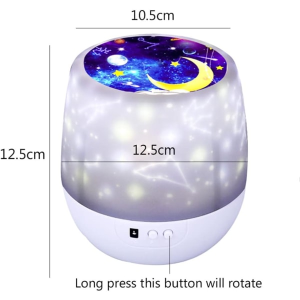 8 moduser og 8 temaer 360° roterende LED-projektorlampe, oppladbar nattlysstjerneprojeksjon for baby barn voksen soverom